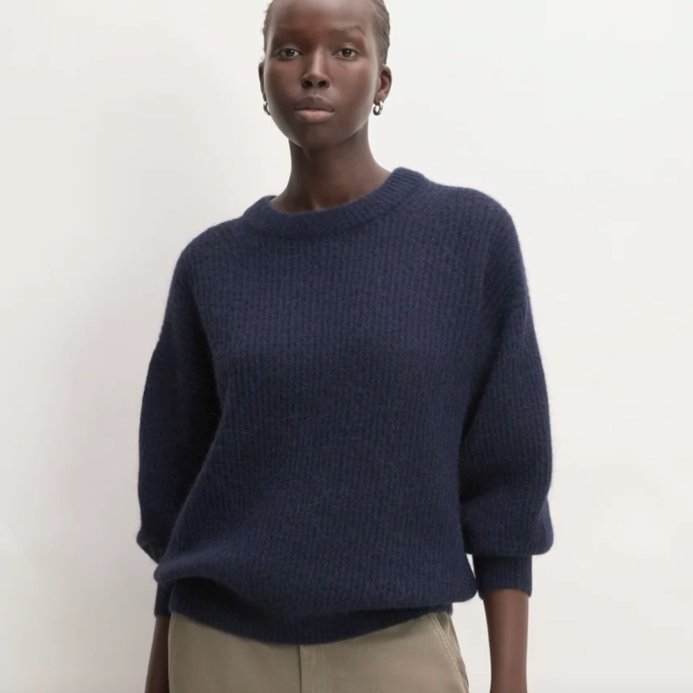Everlane Cocoon crew neck alpaca sweater in warm navy